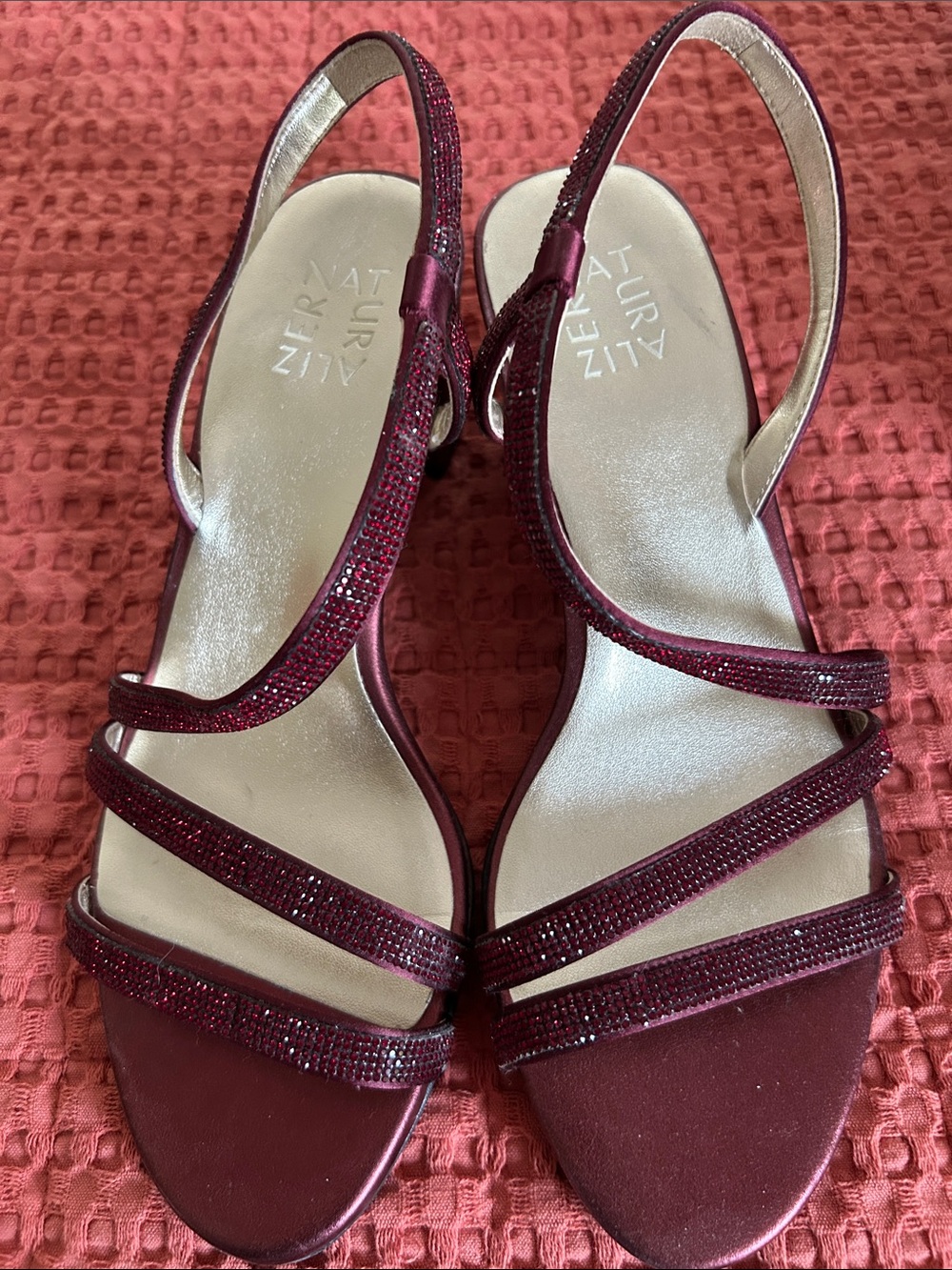 Naturalizer Women's Wine Strappy Slingback Heels